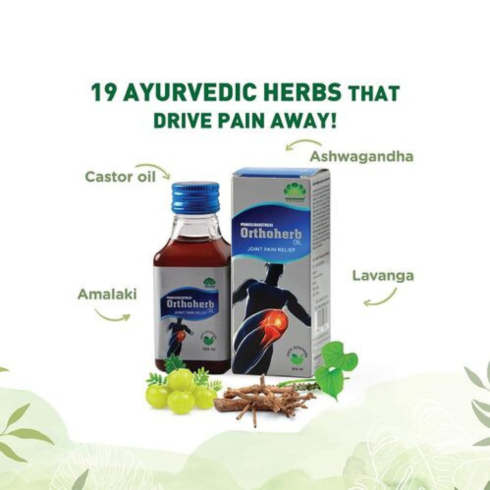 Pankajakasthuri Orthoherb Oil Ayurvedic Pain Relief from Joint, Muscle, Back Pain, Sprains, Sports injuries reducing Inflammation and Sciatica - 100ml