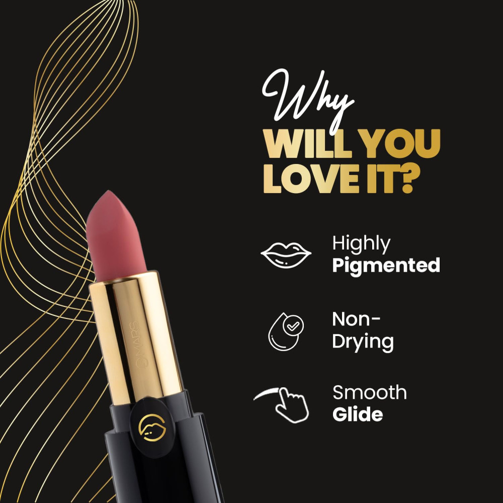 MARS Plush Velvet Creamy Matte Lipstick for women | Smooth Glide | One Swipe Pigmentation | Non-Drying and Creamy Formula | Rich and Vibrant Color | 3.2 gm | (15-Love Potion)