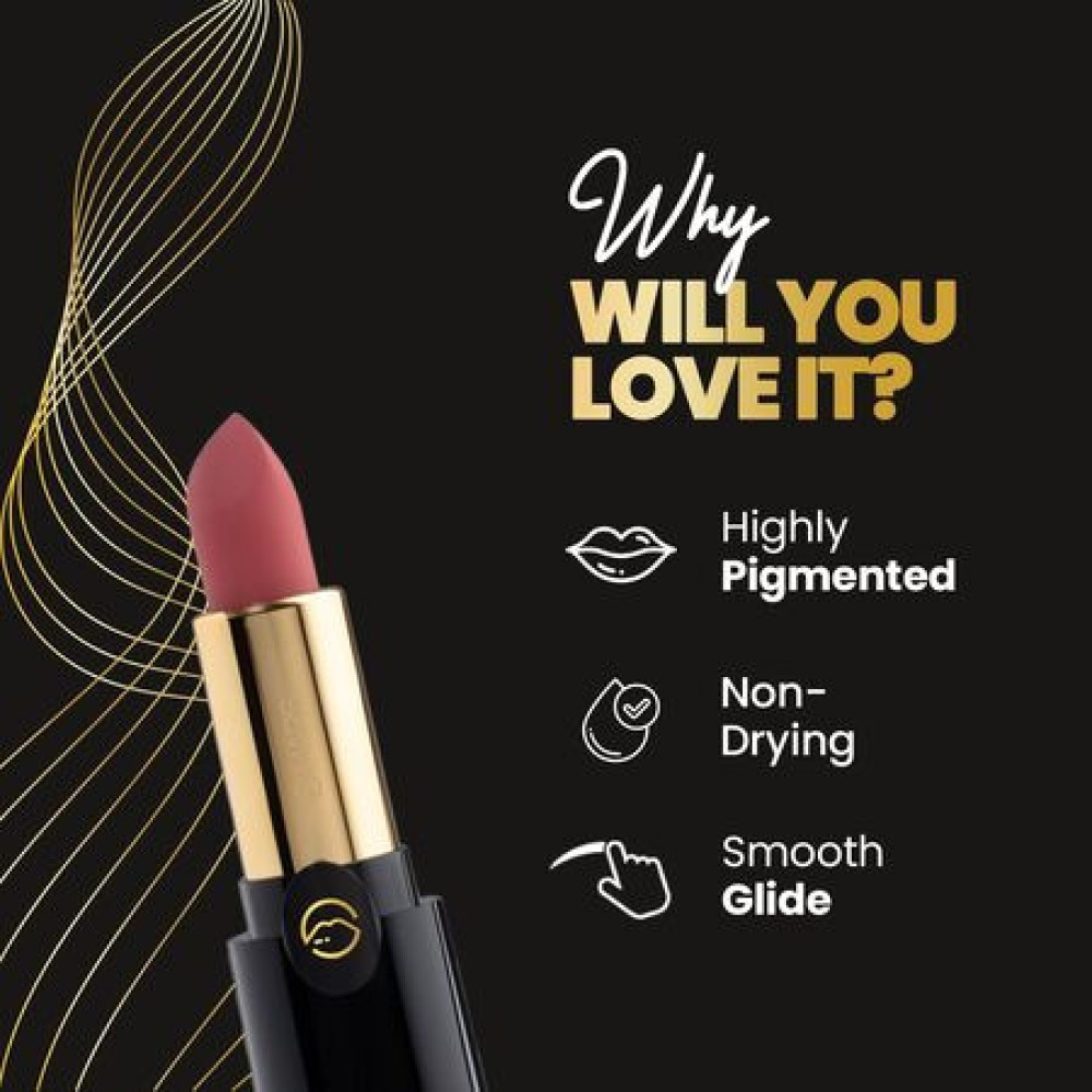 MARS Plush Velvet Creamy Matte Lipstick for women | Smooth Glide | One Swipe Pigmentation | Non-Drying and Creamy Formula | Rich and Vibrant Color | 3.2 gm | (16-Dark Magic)