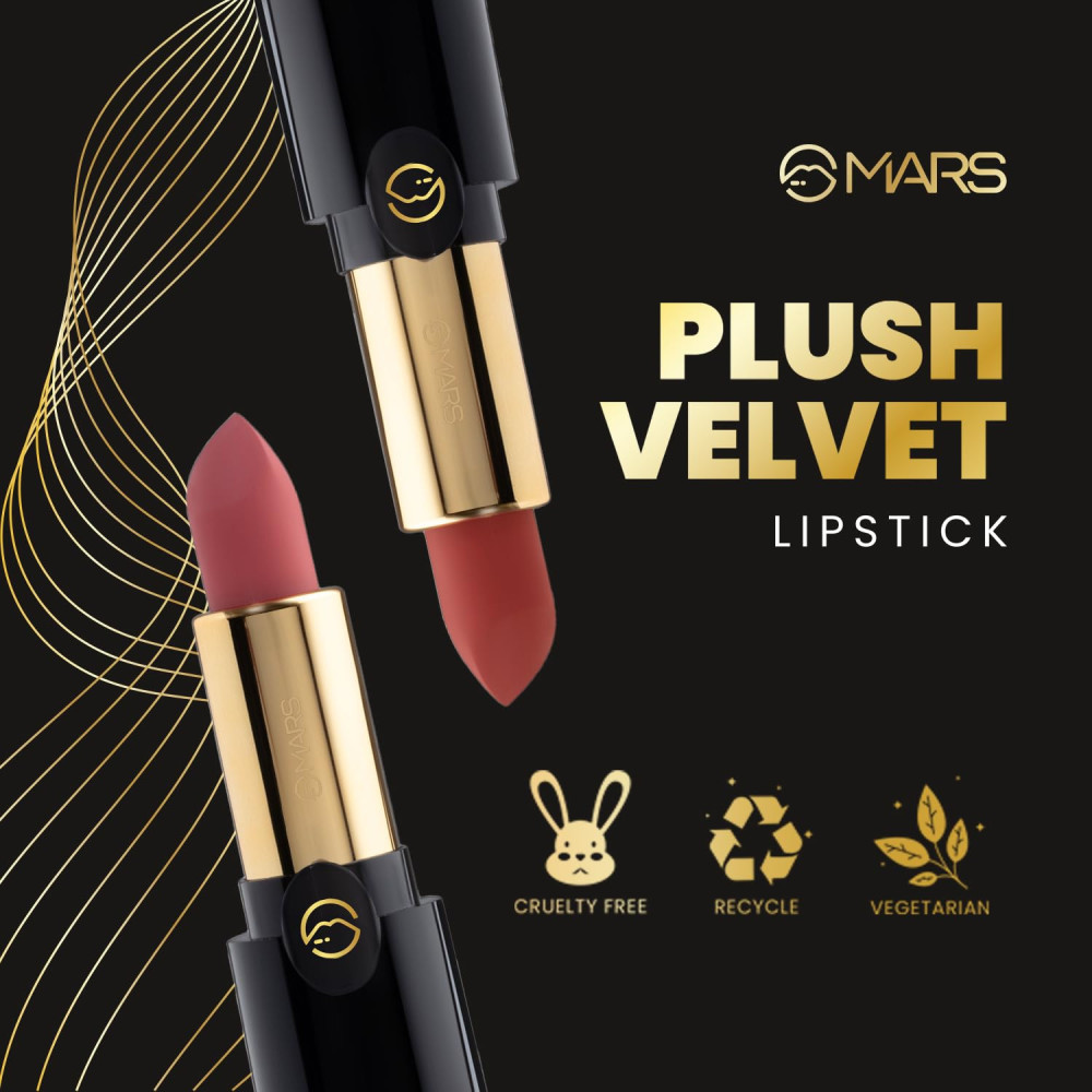 MARS Plush Velvet Creamy Matte Lipstick for women | Smooth Glide | One Swipe Pigmentation | Non-Drying and Creamy Formula | Rich and Vibrant Color | 3.2 gm | (16-Dark Magic)