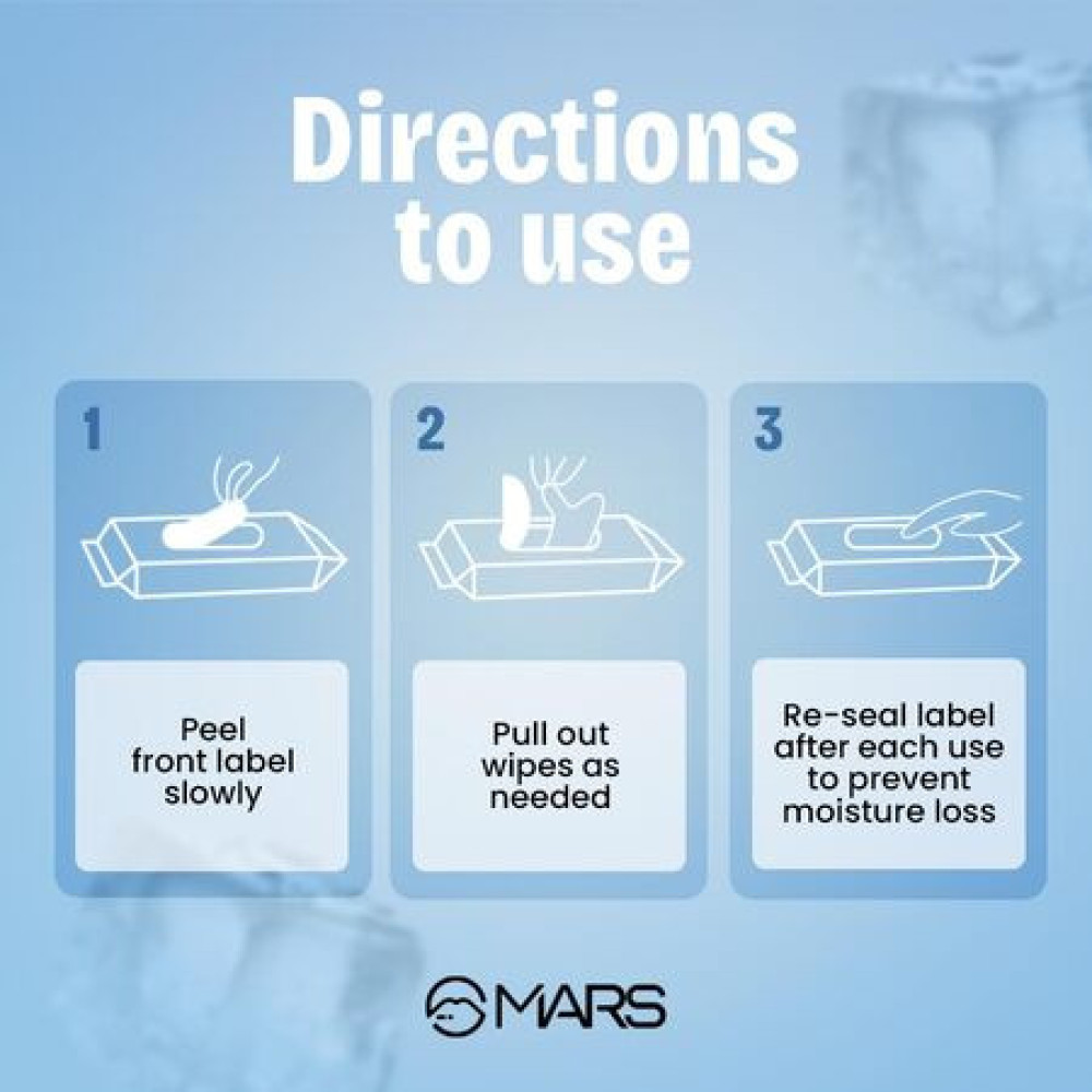 MARS Refreshing Wet Wipes for Face| Facial Cleansing | Refreshing & Skin Hydration| Soothing for skin | pH Balance & Alcohol Free | Nourishing with Fruit extract | 25 Wipes | Ice