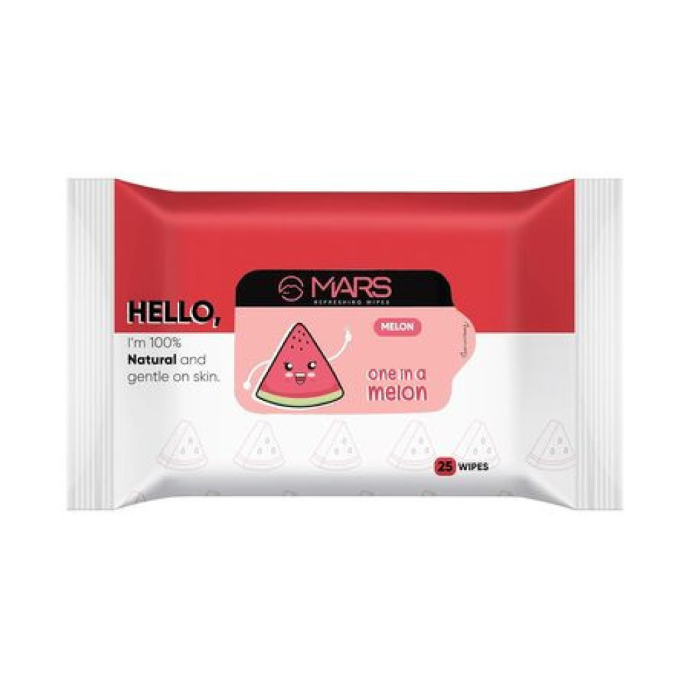 MARS Refreshing Wet Wipes for Face| Facial Cleansing | Refreshing & Skin Hydration| Soothing for skin | pH Balance & Alcohol Free | Nourishing with Fruit extract | 25 Wipes |