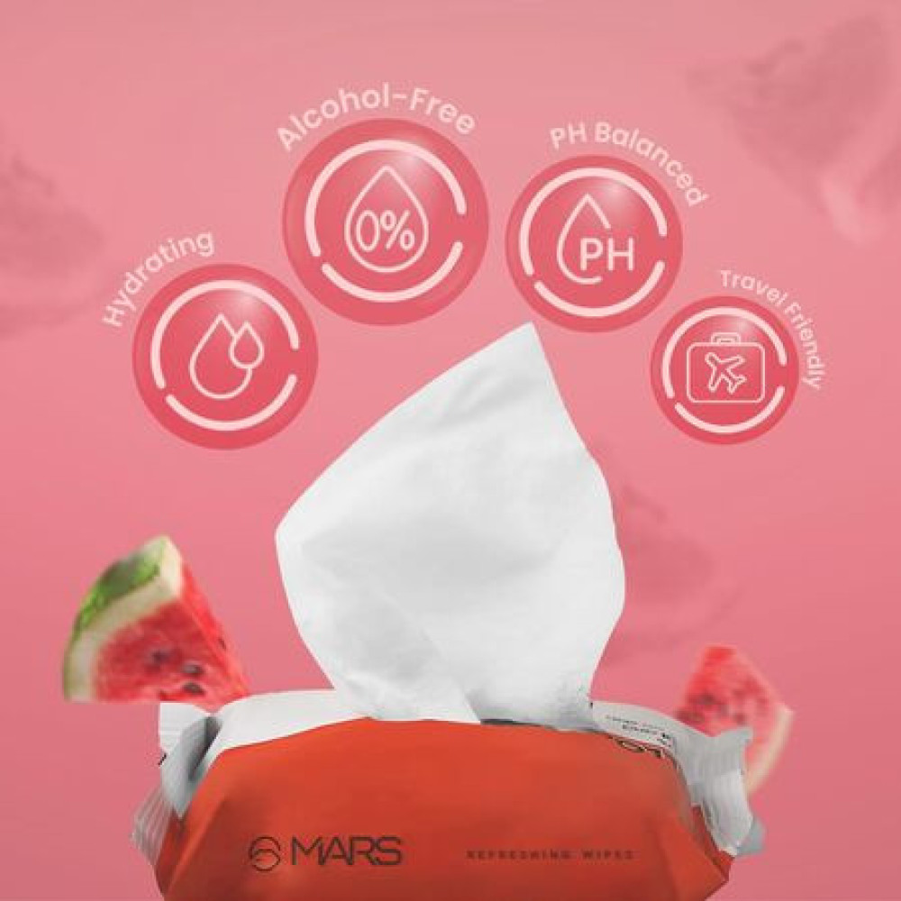 MARS Refreshing Wet Wipes for Face| Facial Cleansing | Refreshing & Skin Hydration| Soothing for skin | pH Balance & Alcohol Free | Nourishing with Fruit extract | 25 Wipes |