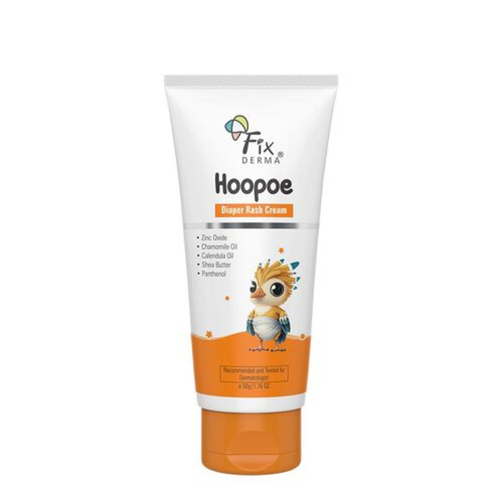 Fixderma Hoopoe Diaper Rash Cream for baby with Zinc Oxide & Panthenol | Prevent Rashes, Redness & Irritation | Baby Rash Cream | Dermatologist Tested (50G)