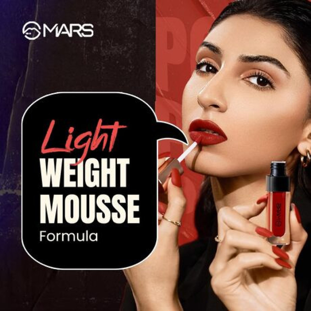 MARS Popstar Drying Liquid Mousse Lipstick for Women with Matte Finish | Lightweight and Non-Sticky Formula | Up to 12 Hour Long Lasting | Transferproof & Waterproof (6.0ml) (04-Party Fever)