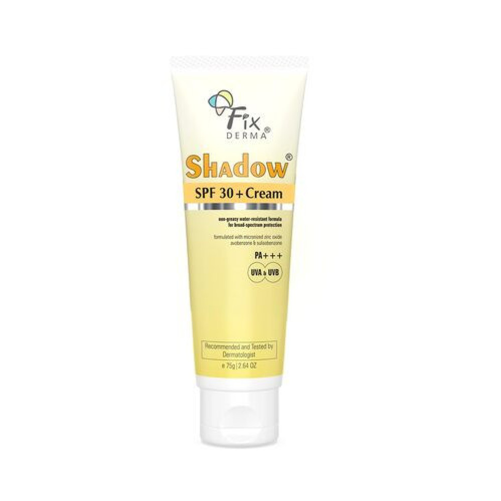 Fixderma Shadow Sunscreen SPF 30+ PA+++ Cream For Dry Skin, Body & Face, Broad Spectrum For Uva & Uvb Protection, Non Greasy & Water Resistant, 75g