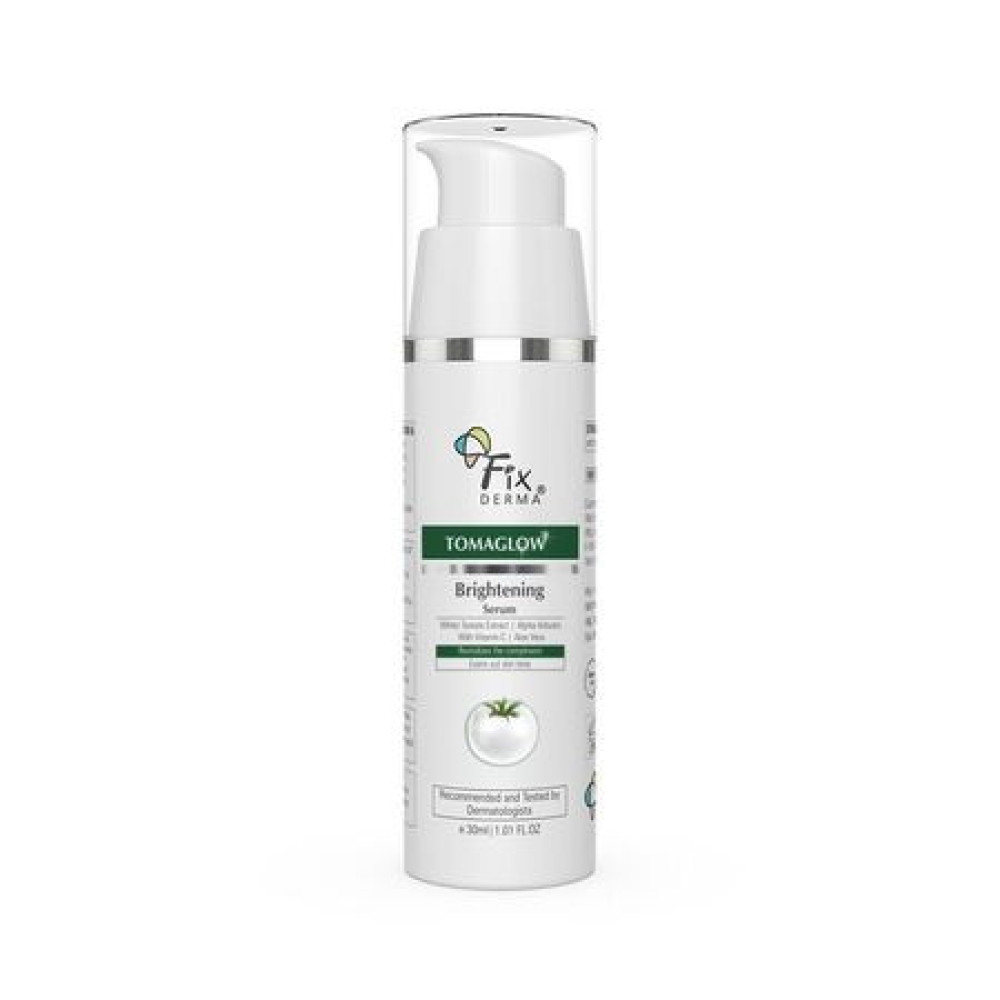 Fixderma TomaGlow Skin Brightening Serum for Face with 4% Niacinamide, 2% Alpha Arbutin, Vitamin C & White Tomato Extract | Reduce Pigmentation & Dark Spots | Brightens the Skin | For Men & Women - 30ML