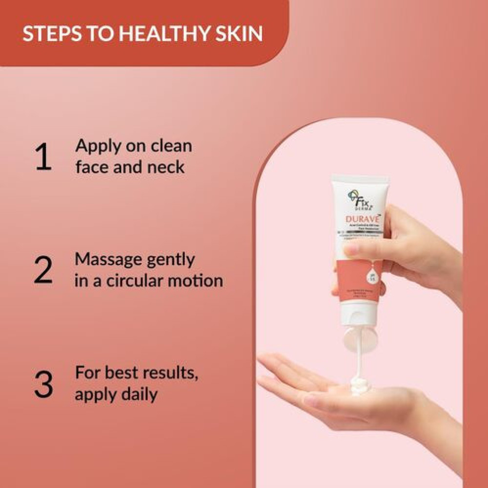 Fixderma Durave Acne Control & Oil Free Moisturizer for Face with Glycolic Acid | Niacinamide | Oily Skin | Face Moisturizer for Women & Men - 50 gm