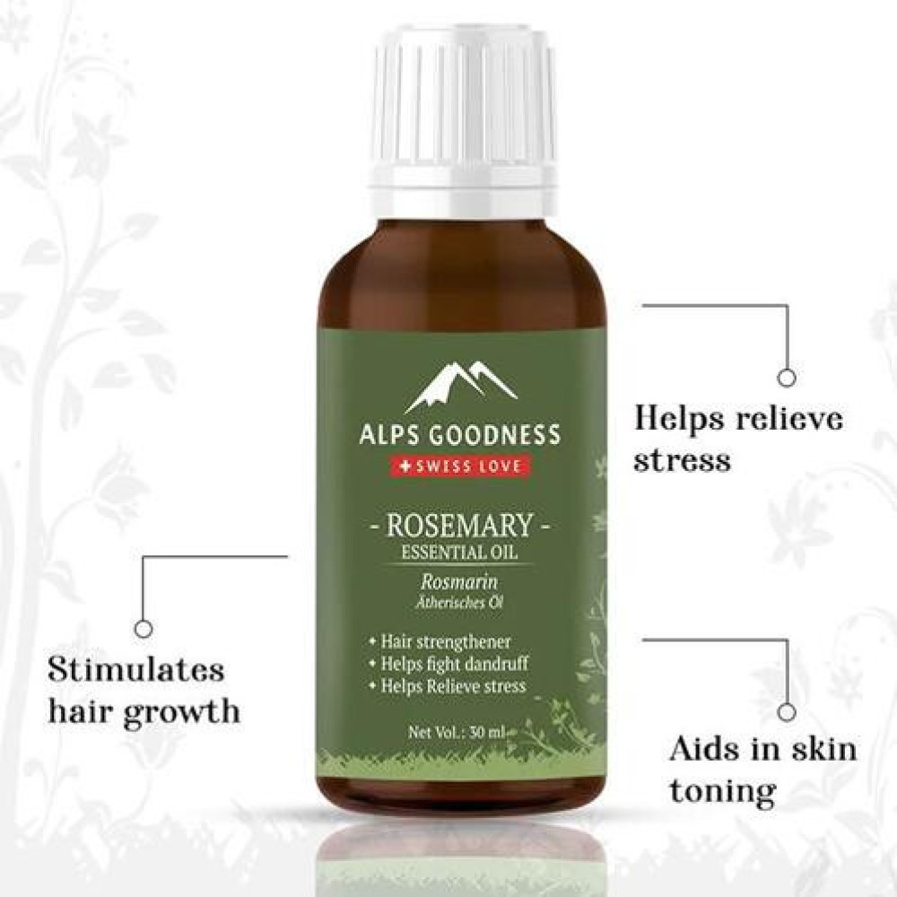 Alps Goodness Rosemary Essential Oil (30 ml), Stimulates Hair Growth & Helps in Skin Toning - For Hair & Skin - Cruelty Free
