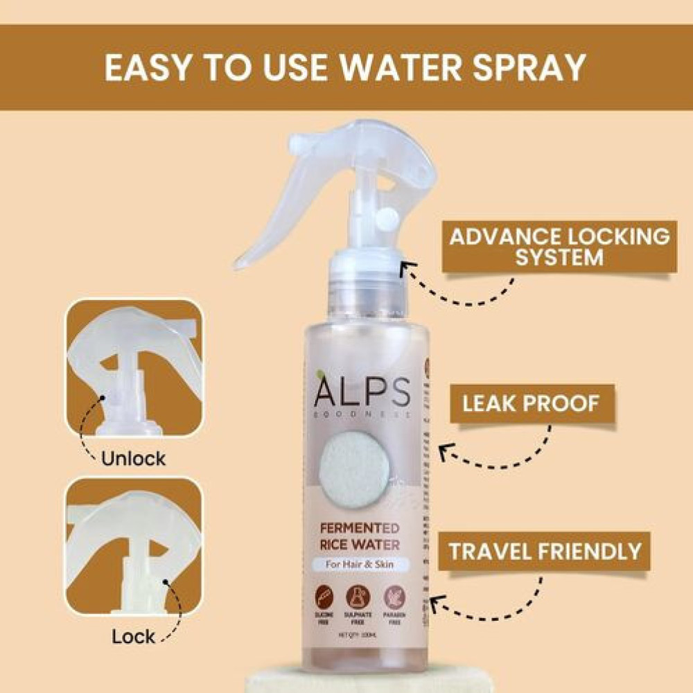 ALPS GOODNESS Fermented Rice Water | Spray for Hair and Skin, Glass Skin and Shiny Hair | For Brigthter Skin | Replenishes Keratin (100ml)