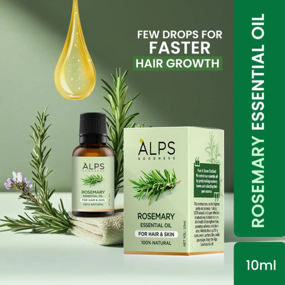 Alps Goodness Rosemary Essential Oil (10 ml), Stimulates Hair Growth & Helps in Skin Toning - For Hair & Skin - Cruelty Free