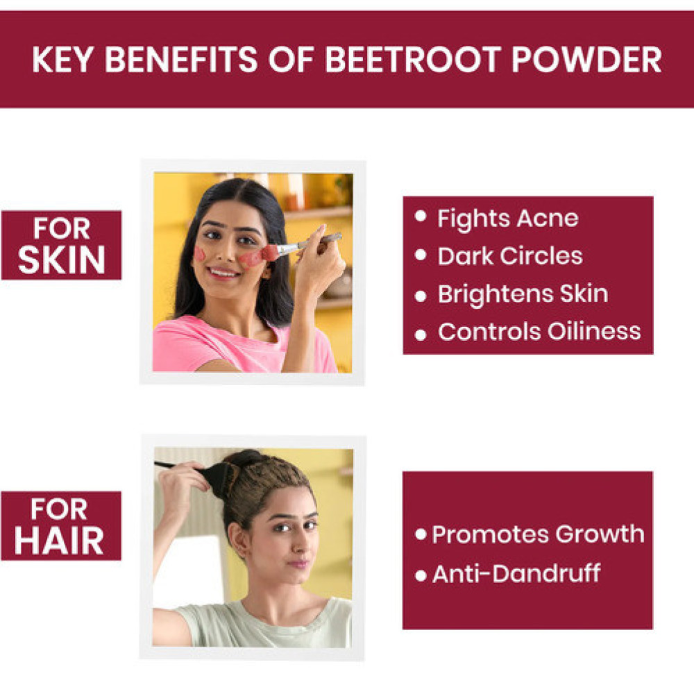 Alps Beetroot Powder For Skin & Hair, 50g 100% Natural Powder Face Mask For Skin Brightening Hair Mask For Nourishing Hair Follicles No Chemicals, No Preservatives-Pack Of-2