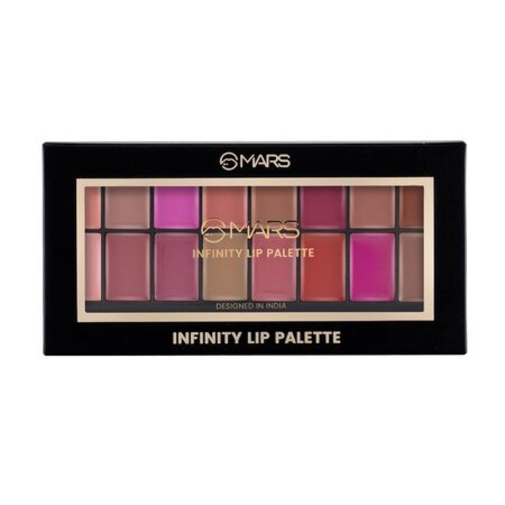 MARS Infinity Lip Palette | Demi Matte | 16 Colors to Infinte Lipstick Colors | Free Spatula cum Applicator (36.0 gm) (02+03 - Multicolor)