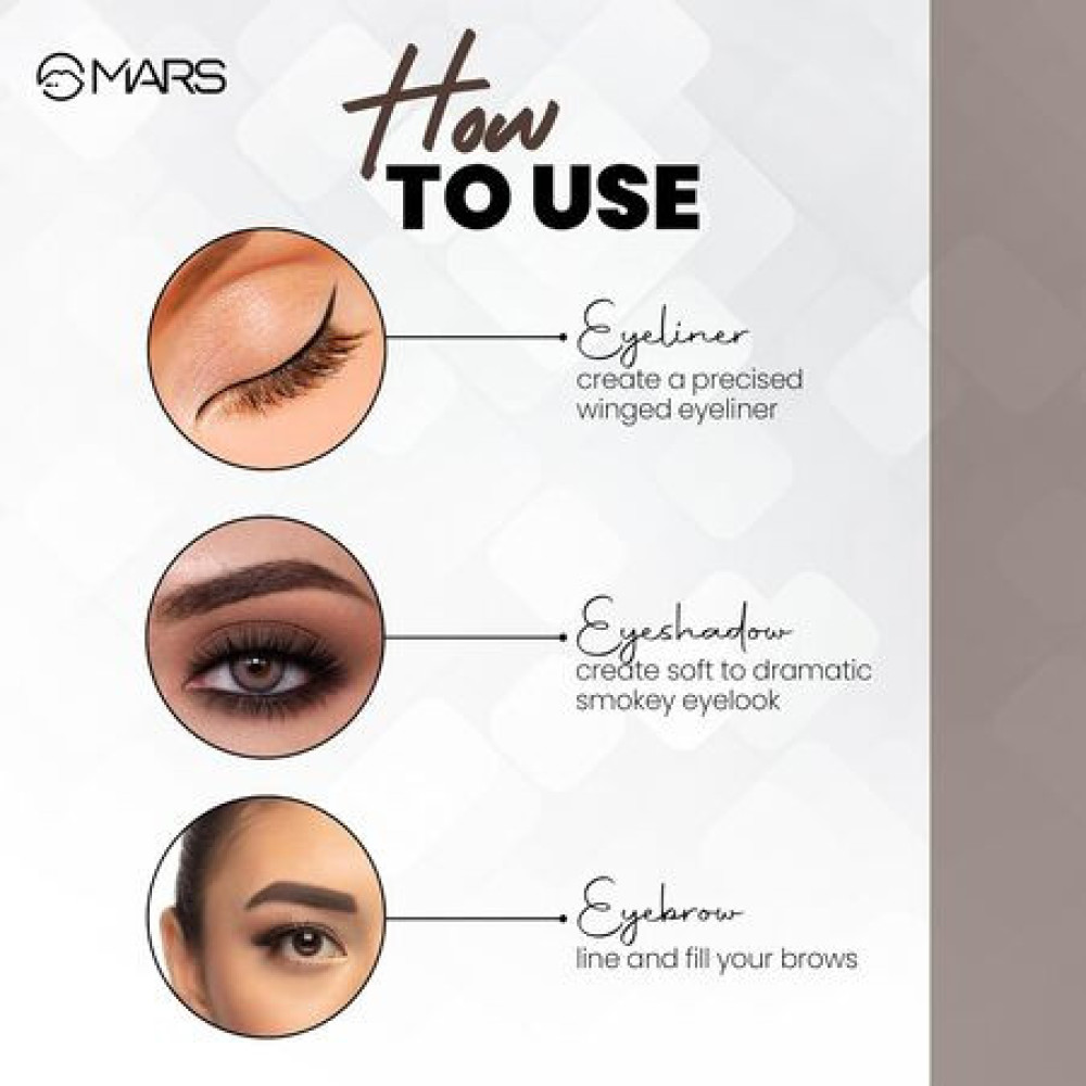 MARS 2-In-1 Hue Gel Matte Eyeliner | Waterproof & Smudgeproof Formula | Stay Upto 24 Hours | Comes With 2 Brush Set (6.0 Gm) (Black & Brown)