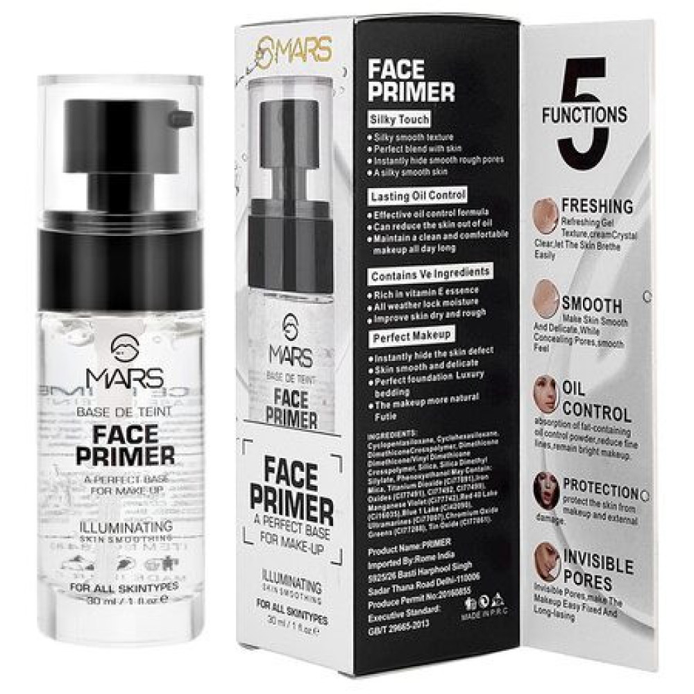 MARS Primer for Face Makeup For All Skin Types | Perfectly Blurs Pores, Wrinkles and Fine Lines | Oil Control | Lightweight Texture (30ml)